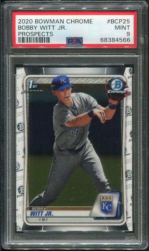 Authentic 2020 Bowman Chrome Prospects #BCP25 Bobby Witt Jr Rookie PSA 9 Baseball Card