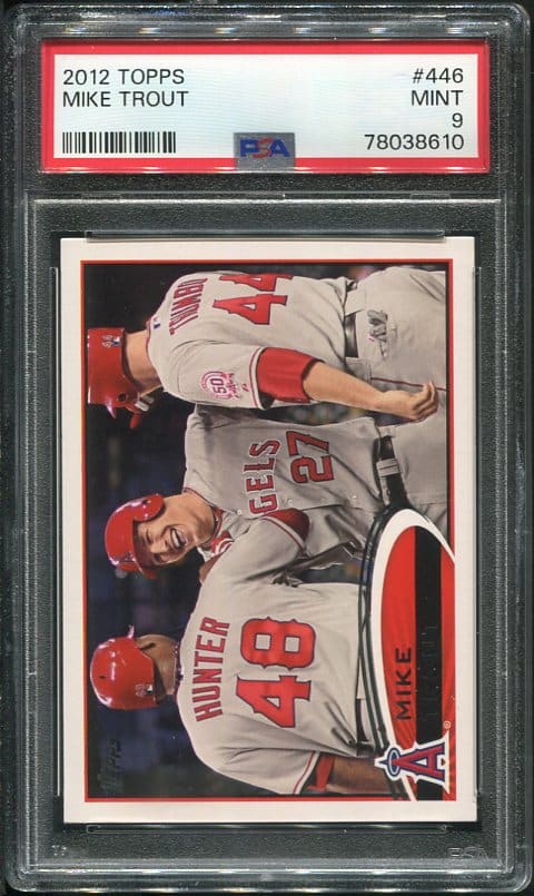 Authentic 2012 Topps #446 Mike Trout PSA 9 Baseball Card