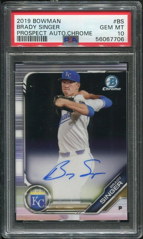 Authentic 2019 Bowman Chrome Prospects #BS Brady Singer PSA 10 Baseball Card