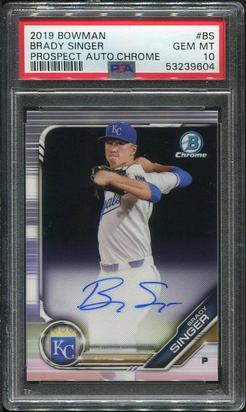 Authentic 2019 Bowman Chrome Prospects #BS Brady Singer PSA 10 Baseball Card