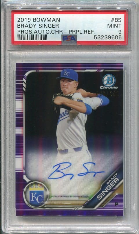 Authentic 2019 Bowman Chrome Prospects #BS Brady Singer PSA 9 Baseball Card