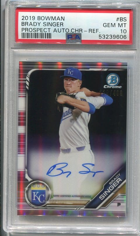 Authentic 2019 Bowman Chrome Prospects #BS Brady Singer PSA 10 Baseball Card