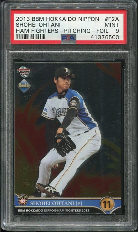 2013 BBM Hokkaido Nippon #F2A Shohei Ohtani Rookie Pitching Foil Ham Fighters PSA 9 Baseball Card