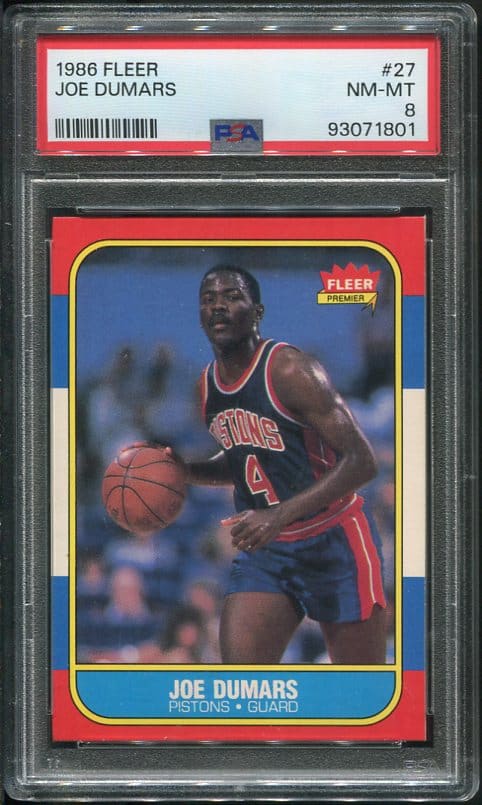 1986 Fleer #27 Joe Dumars PSA 8 Rookie Basketball Card