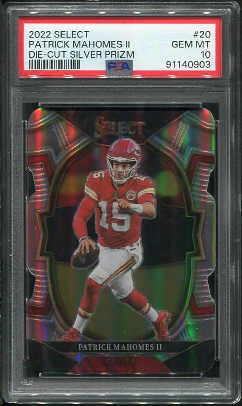 Authentic 2022 Panini Select #20 Patrick Mahomes Silver Prizm Die-Cut PSA 1 Football Card