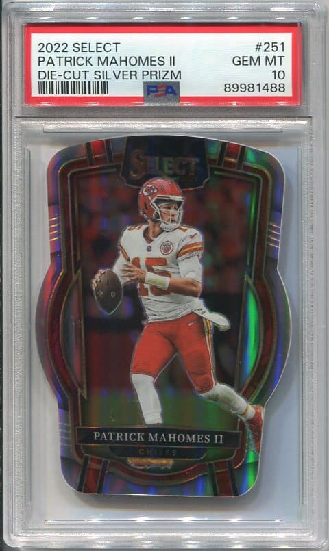 2022 Panini Select #251 Patrick Mahomes Die-Cut Silver Prizm PSA 10 Football Card