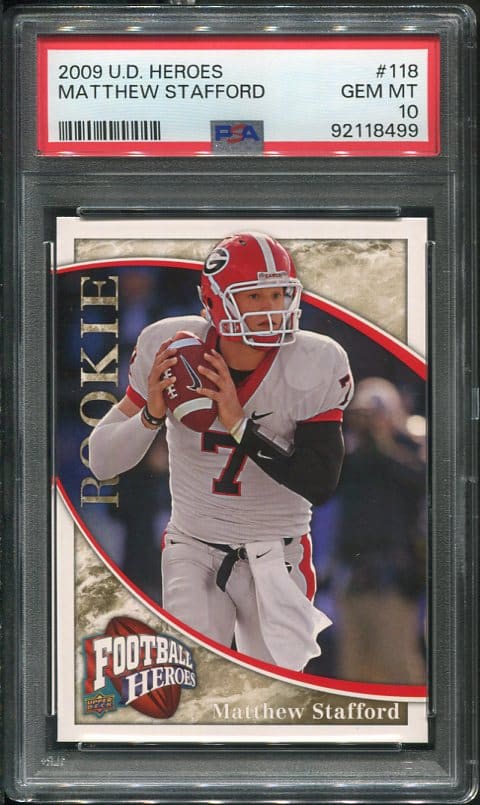 2009 Upper Deck Heroes #118 Matthew Stafford PSA 10 Rookie Football Card