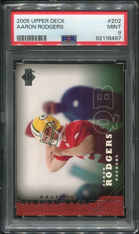 Authentic 2005 Upper Deck #202 Aaron Rodgers PSA 9 Rookie Football Card