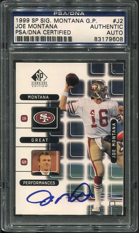 Authentic 1999 SP Signatures Joe Montana Autographed Football Card