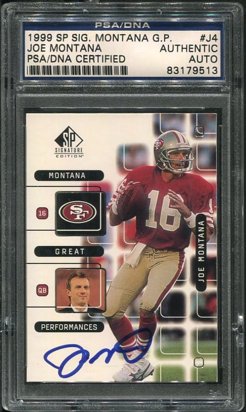 Authentic 1999 SP Signatures Joe Montana Autographed Football Card