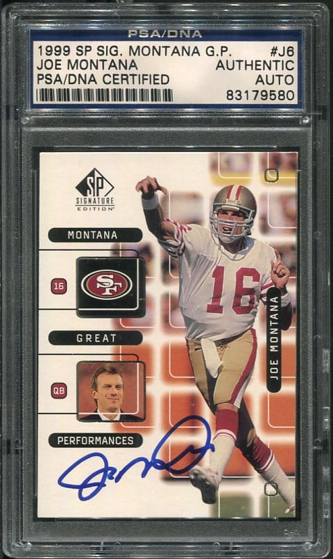 Authentic 1999 SP Signatures Joe Montana Autographed Football Card