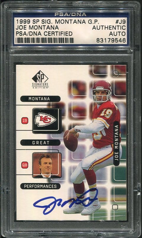 Authentic 1999 SP Signatures Joe Montana Autographed Football Card