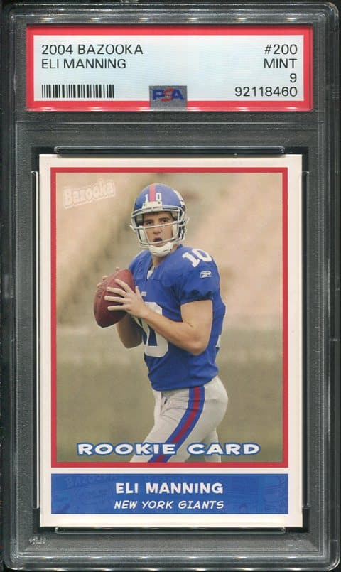 Authentic 2004 Bazooka #200 Eli Manning PSA 9 Rookie Football Card