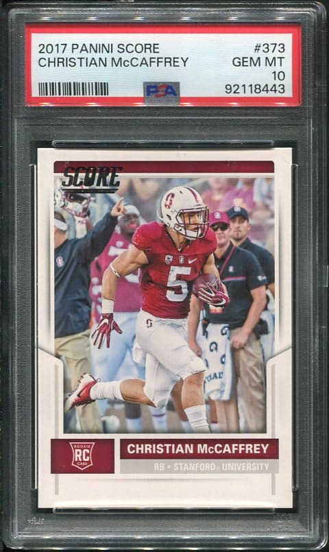 Authentic 2017 Panini Score #373 Christian McCaffrey PSA 10 Rookie Football Card