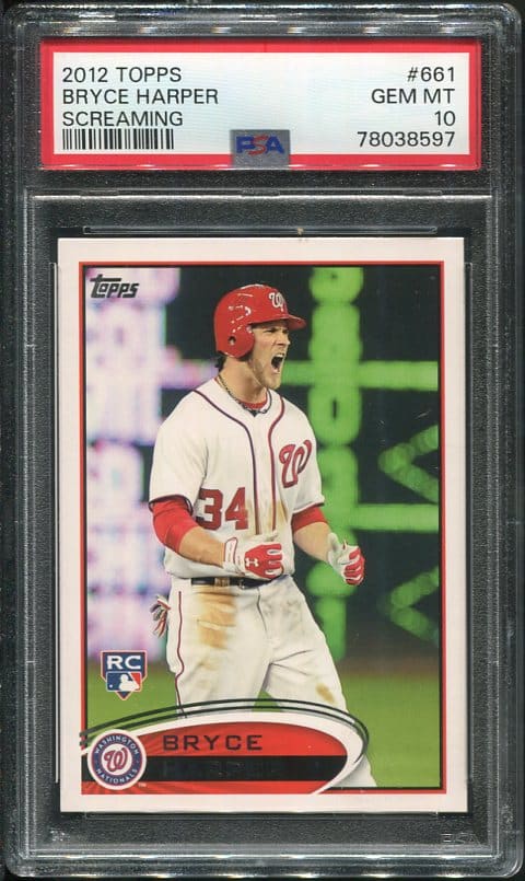 Authentic 2012 Topps #661 Bryce Harper (Screaming) PSA 10 Baseball Card