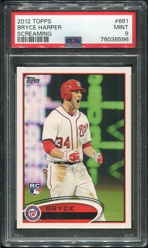 Authentic 2012 Topps #661 Bryce Harper (Screaming) PSA 9 Baseball Card