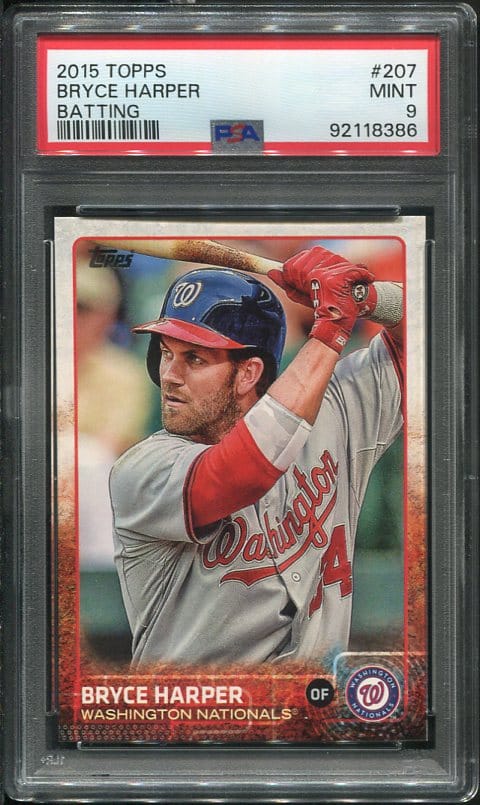 Authentic 2015 Topps #207 Bryce Harper (Batting) PSA 9 Baseball Card