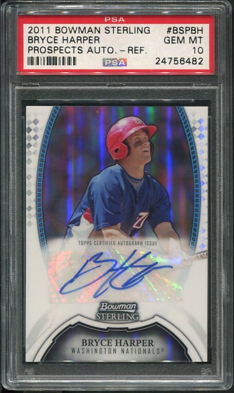 Authentic 2011 Bowman Sterling Prosects Refractor Bryce Harper Rookie Auto Baseball Card