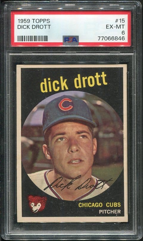 Authentic 1959 Topps #15 Dick Drott PSA 6 Baseball Card