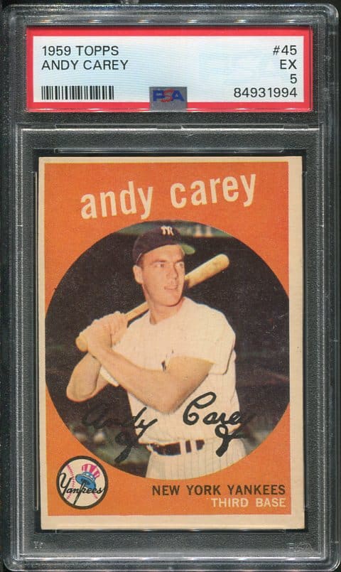 Authentic 1959 Topps #45 Andy Carey PSA 5 Baseball Card