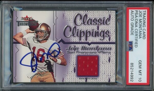 Authentic Autographed 2002 Fleer Throwbacks Joe Montana Jersey Football Card