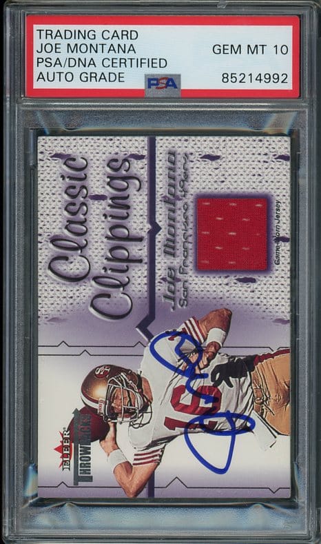 Authentic Autographed 2002 Fleer Throwbacks Joe Montana Jersey Football Card