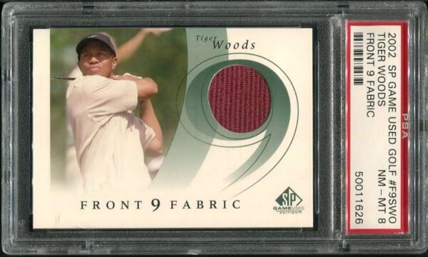 Authentic 2002 Upper Deck SP Tiger Woods Game Used Red Swatch PSA 8 Golf Card