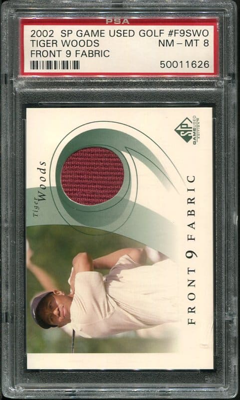 Authentic 2002 Upper Deck SP Tiger Woods Game Used Red Swatch PSA 8 Golf Card