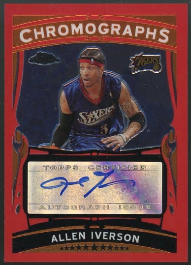 Authentic 2005 Topps Chrome Chromographs #CH-AI Allen Iverson Autograph Issue Serial Numbered Basketball Card