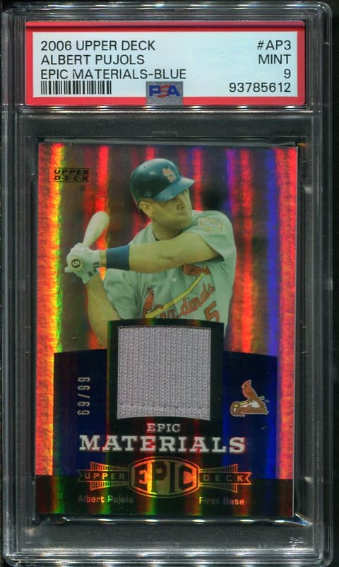 Authentic 2006 Upper Deck #AP3 Albert Pujols Epic Materials Blue PSA 9 Baseball Card