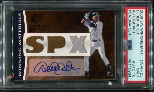 Authentic Autographed 2008 SPx Winning Materials Derek Jeter Game Jersey Baseball Card