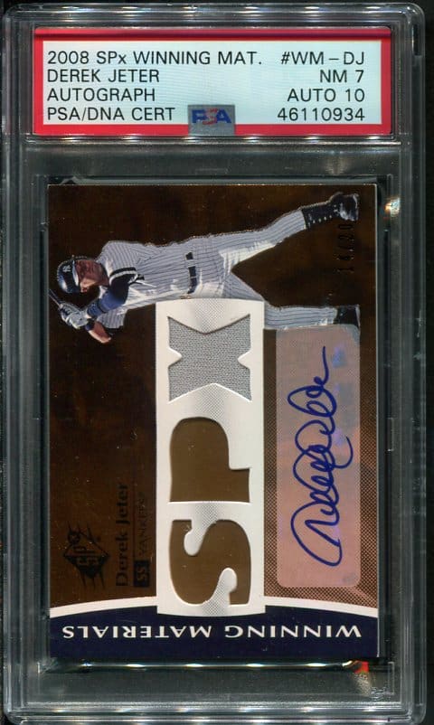 Authentic Autographed 2008 SPx Winning Materials Derek Jeter Game Jersey Baseball Card