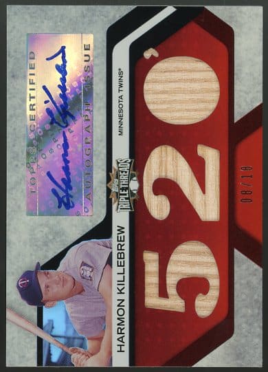 Authentic Autographed 2008 Topps Triple Threads Harmon Killebrew Triple Relic Serial Numbered Baseball Card