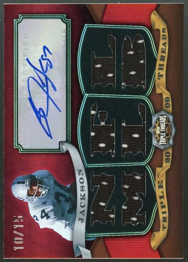 Authentic Autographed 2009 Topps Triple Threads Bo Jackson 6 Piece Jersey Relic Football Card