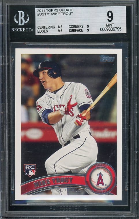 Authentic 2011 Topps Update #US175 Mike Trout BGS 9 Rookie Baseball Card