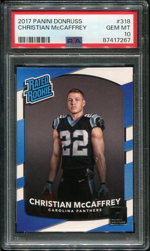 Authentic 2017 Panini Donruss #318 Christian McCaffrey PSA 10 Rookie Football Card