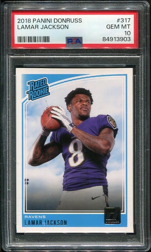 Authentic 2018 Panini Donruss #317 Lamar Jackson PSA 10 Rookie Football Card