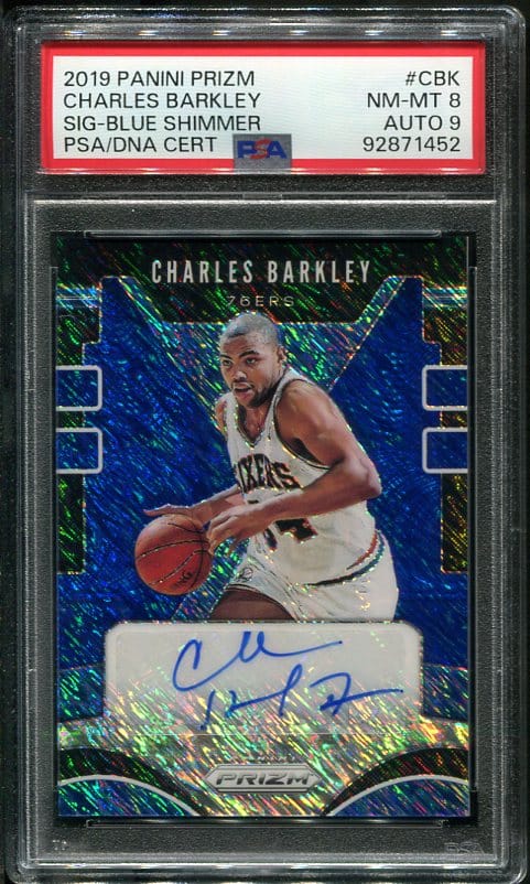 Authentic 2019 Panini Prizm Blue Shimmer Autographed Charles Barkley Basketball Card