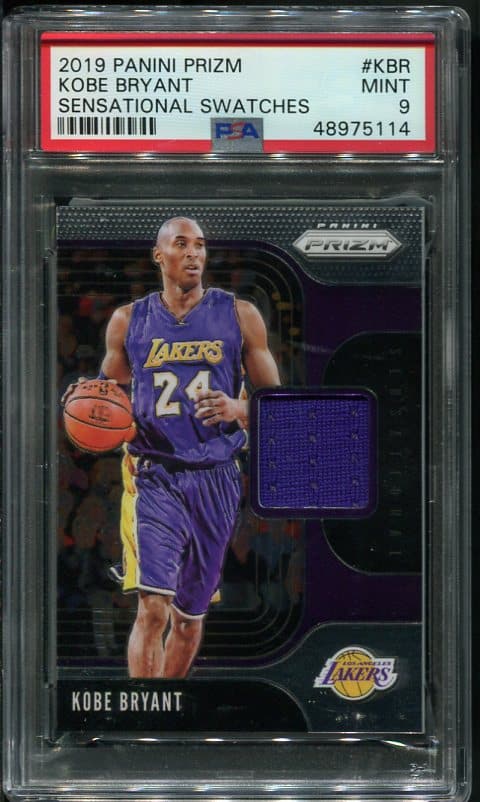 Authentic 2019 Panini Prizm Sensational Swatches Kobe Bryant PSA 9 Basketball Card