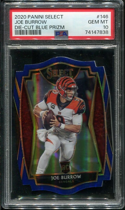 Authentic 2020 Panini Select Die Cut Blue Prizm Rookie Joe Burrow PSA 10 Football Card