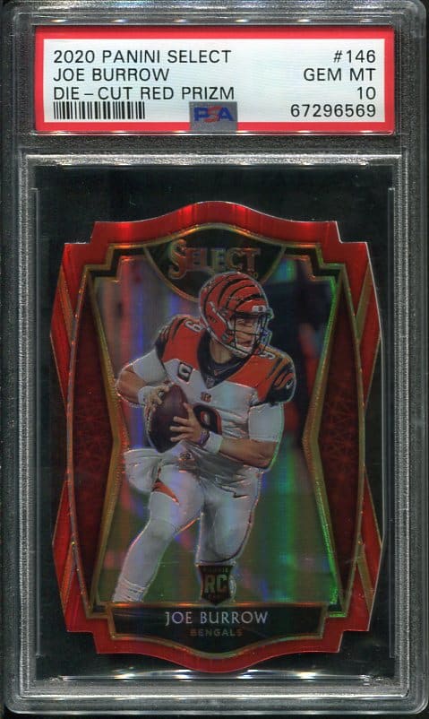 Authentic 2020 Panini Select Die Cut Red Prizm Rookie Joe Burrow PSA 10 Football Card