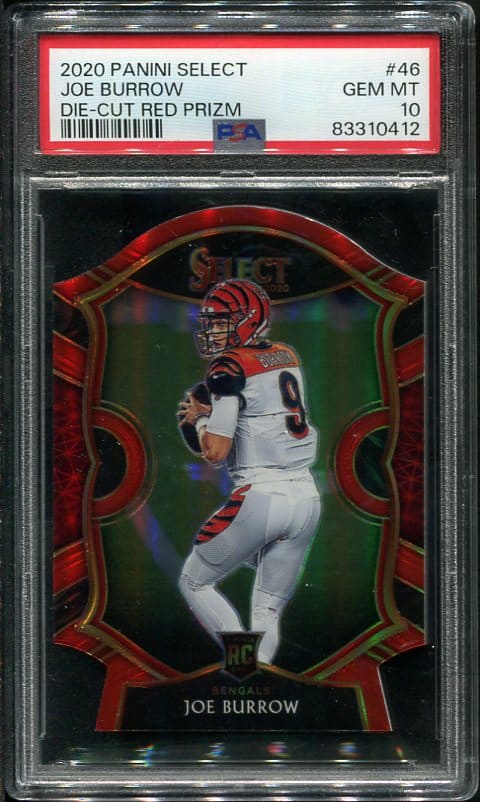 Authentic 2020 Panini Select Die-Cut Red Prizm Rookie Joe Burrow PSA 10 Football Card