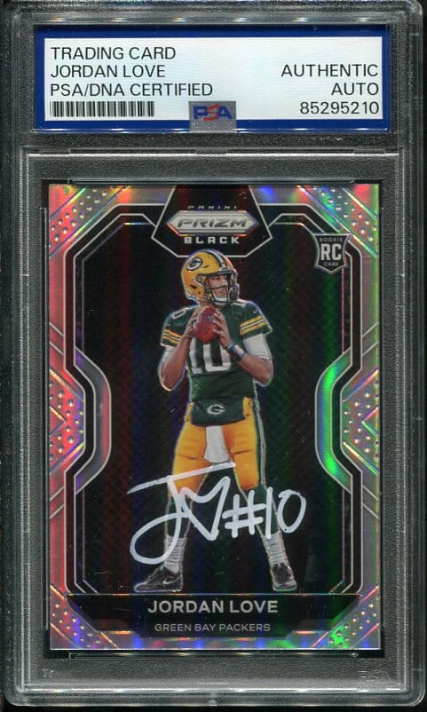 Autographed 2020 Panini Chronicles Prizm #PB4 Jordan Love PSA Authentic Rookie Card