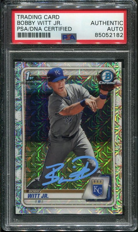 Authentic Autographed 2020 Bowman Chrome Mega Box Refractor Bobby Witt Jr Rookie Baseball Card