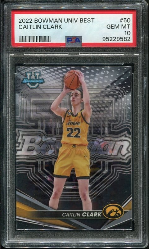 Authentic 2022 Bowman University Best Caitlin Clark PSA 10 Rookie Basketball Card