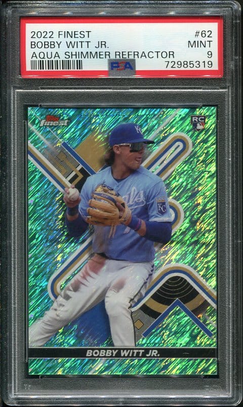 Authentic 2022 Topps Finest #62 Bobby Witt Jr Aqua Shimmer Refractor Rookie Baseball Card