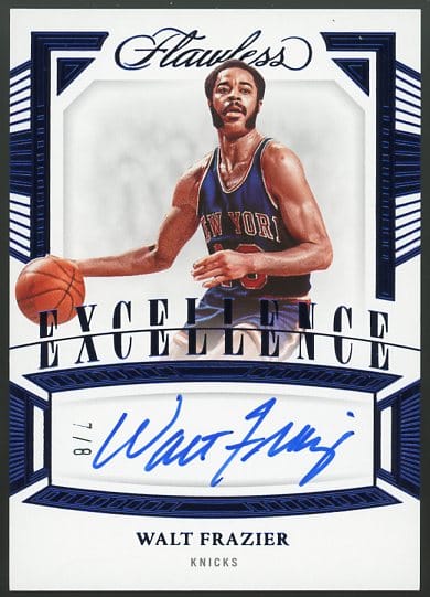 Authentic Autographed 2022 Panini Flawless Excellence #ES-WFZ Walt Frazier (Blue) Basketball Card