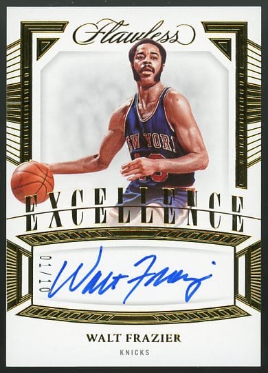 Authentic Autographed 2022 Panini Flawless Excellence #ES-WFZ Walt Frazier (Gold) Basketball Card