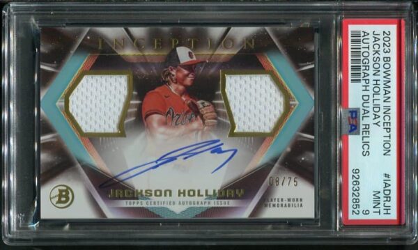 2023 Bowman Inception Autograph Dual Relics Jackson Holliday Baseball Card