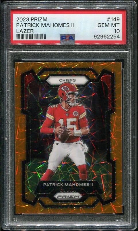 Authentic 2023 Panini Lazer Prizm #149 Patrick Mahomes PSA 10 Football Card